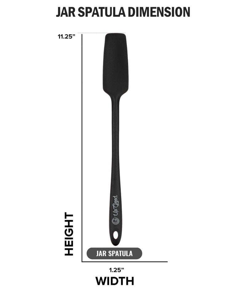 UpGood Silicone Jar Spatula | 600F Heat Resistant Non-Stick Rubber Scraper | Perfect for Jars, Smoothies, Blenders | One Piece Utensils | Durable Kitchen Cookware (UpGood Professional Spatulas, Black) - Image 5
